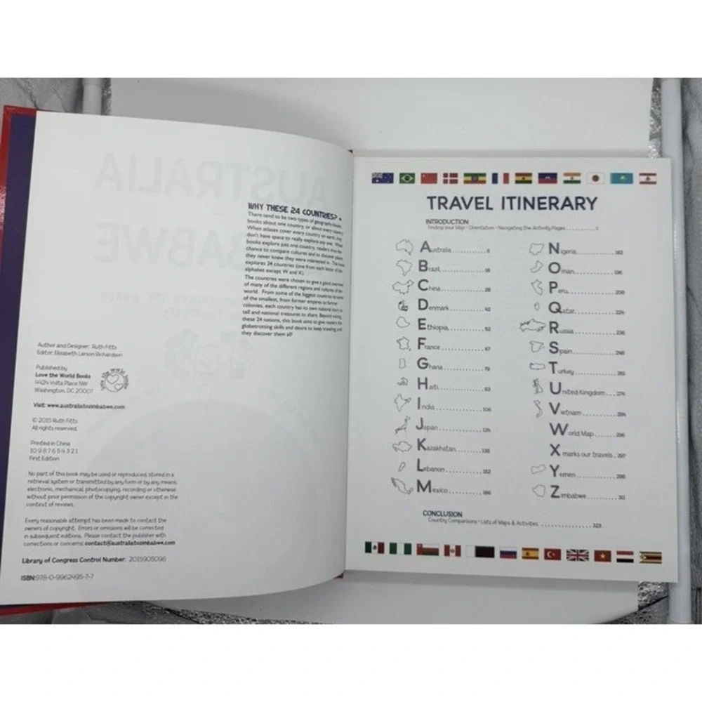 Australia to Zimbabwe Ruth Fitts Kids Geography Book Crafts Games Hardcover 24 N